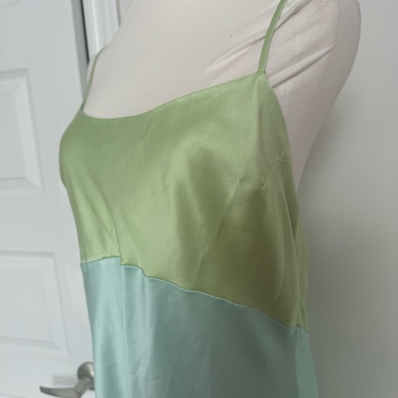 Natori vintage Green n Blue slip Dress fairycore mermaid whimsy cottage luxury L - Picture 5 of 8